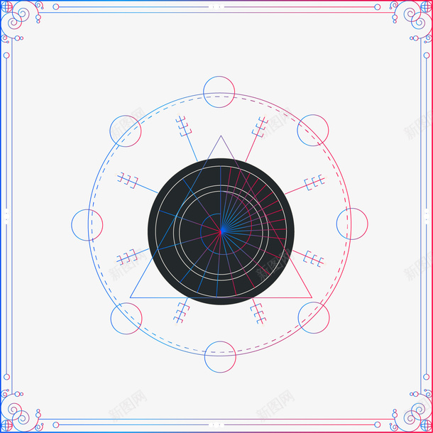 手绘星盘装饰边框矢量图ai免抠素材_新图网 https://ixintu.com 手绘 星座星盘 星盘 矢量图 花纹 装饰边框