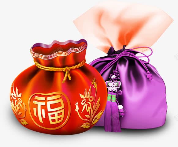 摄影质感红色紫色钱袋创意元素png免抠素材_新图网 https://ixintu.com 元素 创意 摄影 紫色 红色 质感 钱袋
