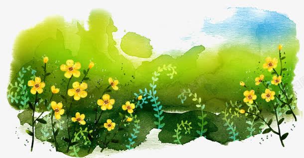水彩画花海png免抠素材_新图网 https://ixintu.com 中国风 小野花 水彩画 花卉 花海 野花 黄色野花
