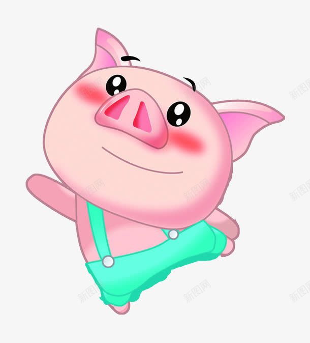 穿蓝色背带裤的卡通土猪png免抠素材_新图网 https://ixintu.com 卡通 土猪 素材 背带裤 蓝色
