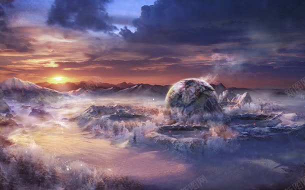 山行星日落艺术壁紙jpg设计背景_新图网 https://ixintu.com 日落 艺术 行星