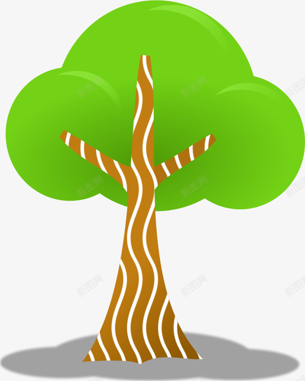 白色条纹的卡通绿树png免抠素材_新图网 https://ixintu.com 卡通 条纹 白色 白色卡通 绿树
