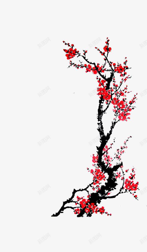中国元素桃花png免抠素材_新图网 https://ixintu.com 中国元素 中国风素材 国画 水墨 水墨风格