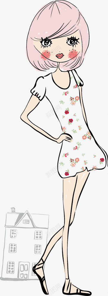 可爱卡通时尚女孩矢量图ai免抠素材_新图网 https://ixintu.com 卡通女孩 可爱卡通时尚女孩 矢量素材 矢量图