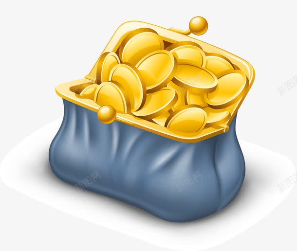 卡通一袋金币png免抠素材_新图网 https://ixintu.com 一袋金币 金币 钱包