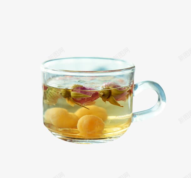 桂圆红枣茶png免抠素材_新图网 https://ixintu.com 养生茶 桂圆红枣茶 玻璃杯 花茶