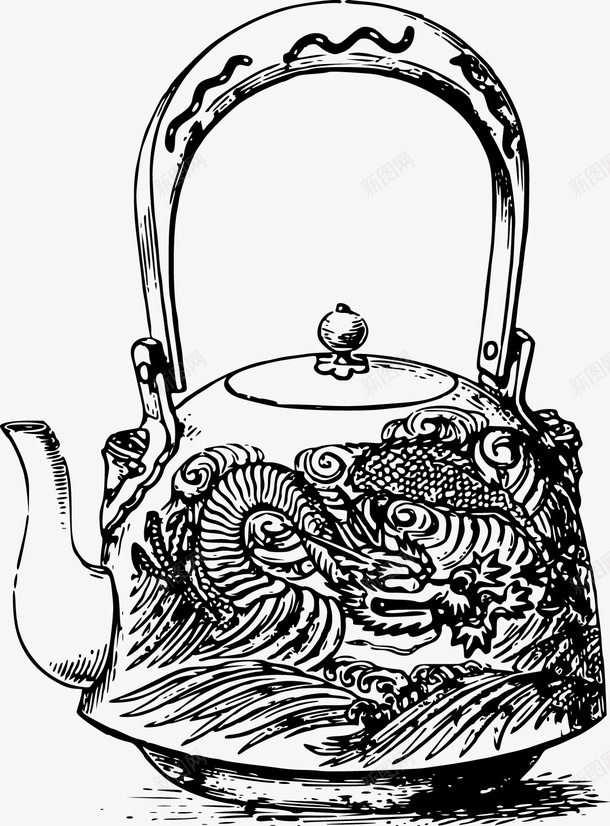 茶壶矢量图ai免抠素材_新图网 https://ixintu.com 免费矢量下载 底纹 手绘 花纹 茶壶 矢量图