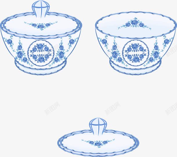 青花瓷器png免抠素材_新图网 https://ixintu.com 瓷器 茶碗 茶碟 青花