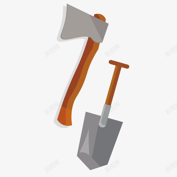 劳动工具png免抠素材_新图网 https://ixintu.com 斧子 石器 铁铲 铲子