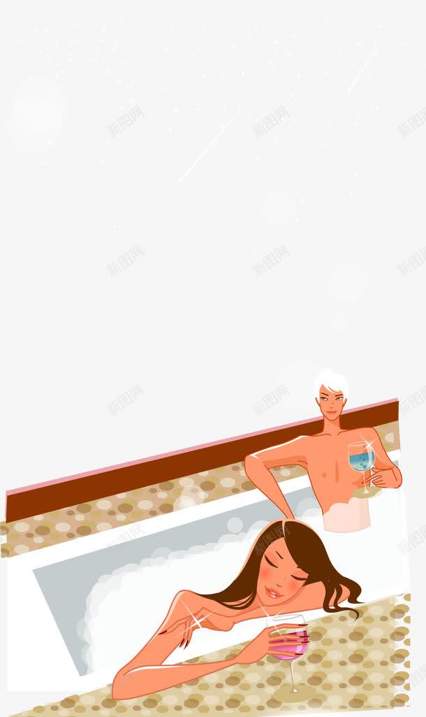 沐浴中的时尚男女矢量图ai免抠素材_新图网 https://ixintu.com 享受 女人 帅哥 情侣 时尚 沐浴 沐浴中 泡浴 男人 男女 素材 美女 美女沐浴 矢量图