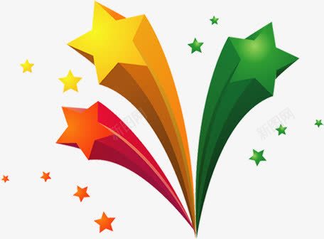 红黄绿五角星卡通装饰png免抠素材_新图网 https://ixintu.com 五角星 卡通 装饰