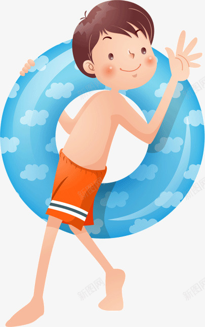 游泳的男孩png免抠素材_新图网 https://ixintu.com 卡通 游泳 男孩