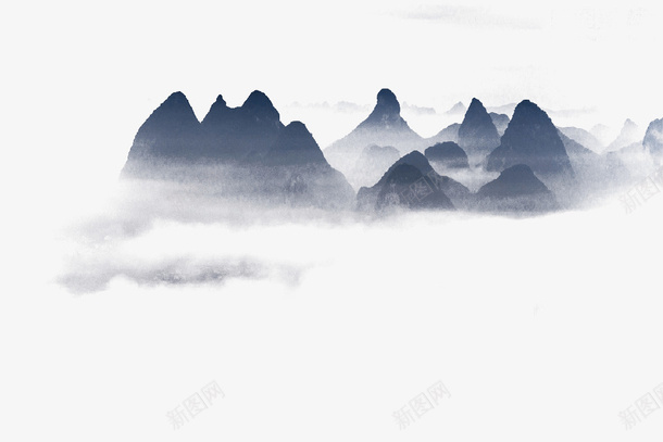 水墨山中国风png免抠素材_新图网 https://ixintu.com 山 水墨 渐变 漂浮