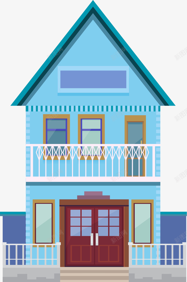 蓝色卡通小屋png免抠素材_新图网 https://ixintu.com 免抠PNG 卡通 小屋 房子 蓝色 装饰图案