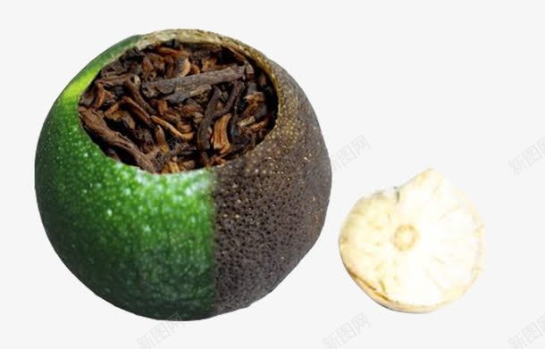 创意绿色小青柑普洱茶png免抠素材_新图网 https://ixintu.com 产品实物 小青柑普洱茶 橘子 水果 熟茶 生茶 青柑 青橘