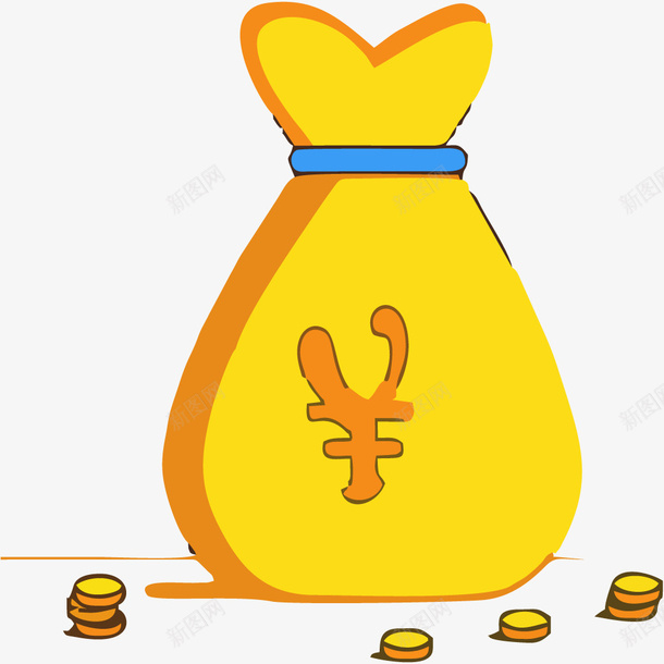 金钱袋矢量图eps免抠素材_新图网 https://ixintu.com 免抠金钱PNG素材 矢量图 袋子 金币 金袋子 金钱 黄色