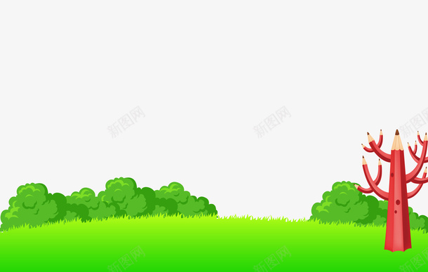 儿童节卡通铅笔树png免抠素材_新图网 https://ixintu.com 儿童节 卡通 绿色 铅笔