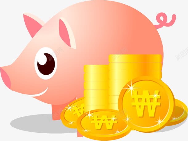 卡通金融元素png免抠素材_新图网 https://ixintu.com 卡通 猪 理财 金币 金融