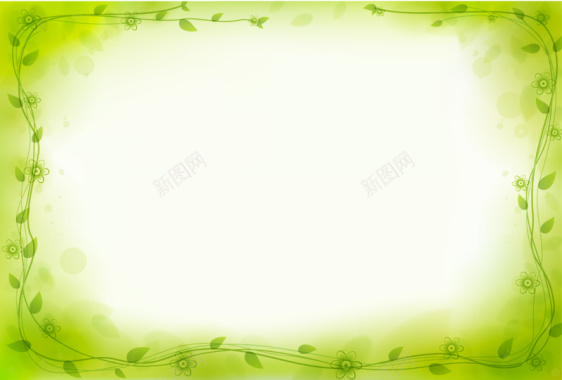 绿色手绘树叶边框背景背景