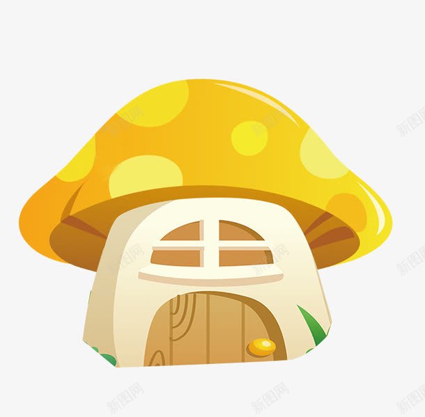 黄色卡通蘑菇屋装饰图案png免抠素材_新图网 https://ixintu.com 免抠PNG 卡通 蘑菇屋 装饰图案 黄色