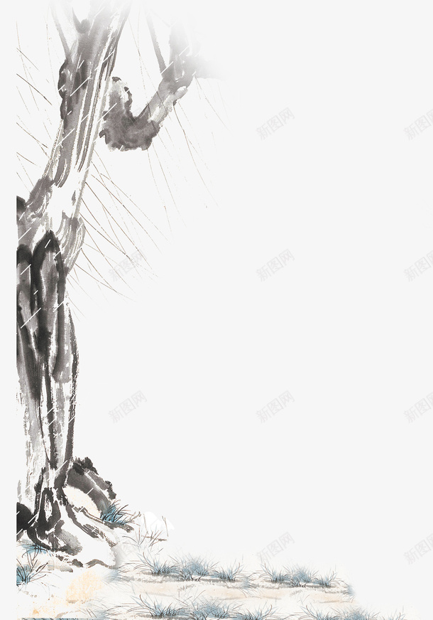 树水墨画淘宝psd免抠素材_新图网 https://ixintu.com 树水墨画淘宝素材