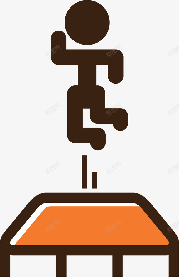 咖啡色扁平蹦床小人图标png_新图网 https://ixintu.com 健康 弹跳床 强身健体 扁平小人 蹦床小人 运动健身 锻炼