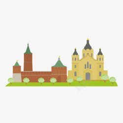 俄罗斯黄色建筑旅游景点矢量图素材