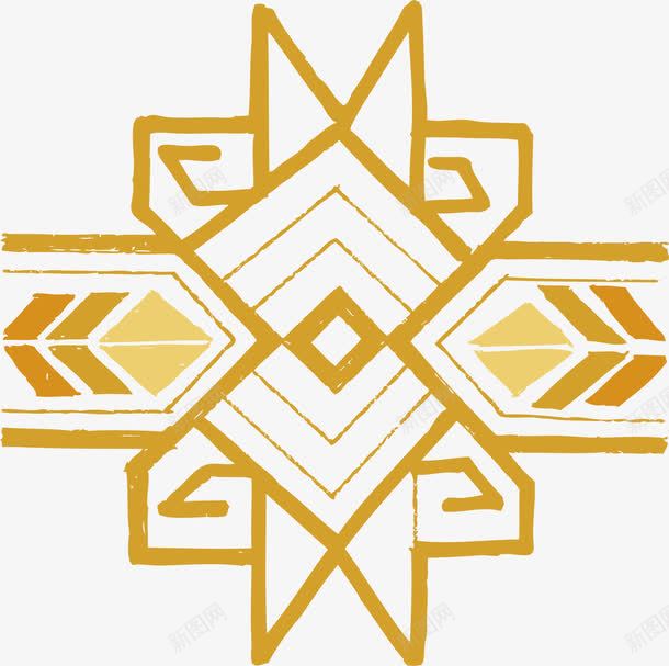黄色线条标志png免抠素材_新图网 https://ixintu.com 复古花纹 民族风花纹 简约标签 线条 装饰图案 黄色标志