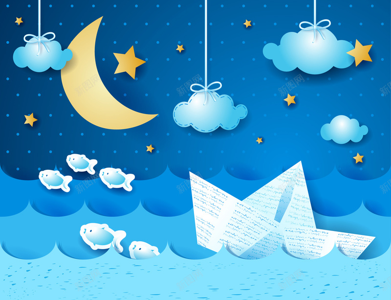 卡通矢量创意海报背景ai设计背景_新图网 https://ixintu.com 剪纸画 卡通 卡通插画 小白船 手绘 插画设计 热气球 白云 矢量图 童趣 蓝天 蓝色