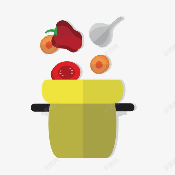 煲汤锅png免抠素材_新图网 https://ixintu.com 煲汤 蔬菜 锅 饮食 黄色