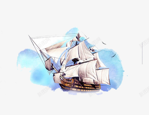 插画航海船psd免抠素材_新图网 https://ixintu.com 插画 简约 航帆 航海船 装饰