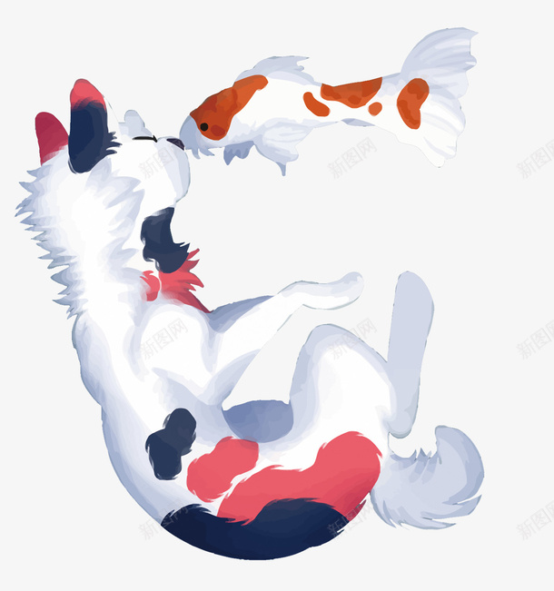 猫和鱼矢量图eps免抠素材_新图网 https://ixintu.com PNG图片 PNG图片素材 PNG素材 PNG素材免费 PNG素材免费下载 水彩 猫 金鱼 鱼 矢量图