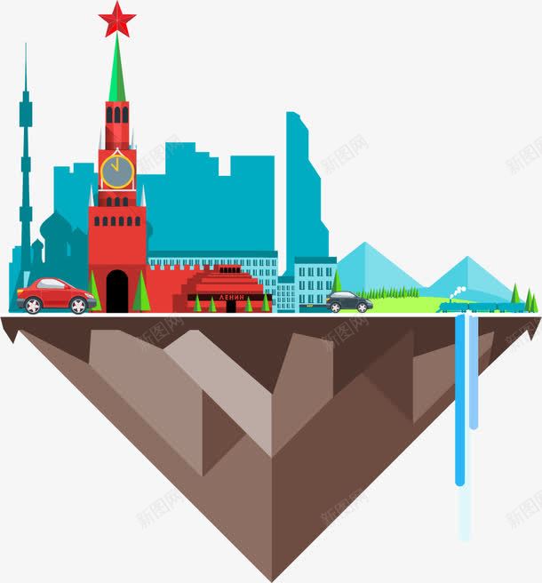手绘扁平化旅游城市png免抠素材_新图网 https://ixintu.com 建筑 扁平化 手绘 旅游城市