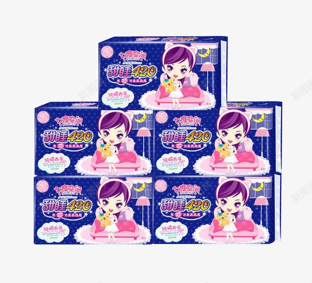 甜睡夜用卫生棉png免抠素材_新图网 https://ixintu.com 产品实物 卫生棉 四片装 夜用 姨妈巾