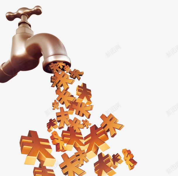 下金币的水龙头png免抠素材_新图网 https://ixintu.com 水龙头 金币 金融素材