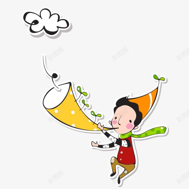 吹号角的男生png免抠素材_新图网 https://ixintu.com 卡通 号角 男生 素材