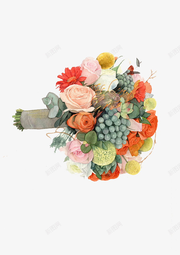 花束png免抠素材_新图网 https://ixintu.com 一束 手绘 花儿 装饰