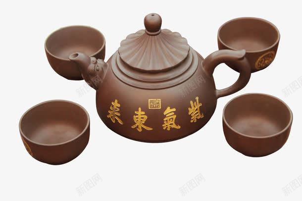 紫气东来茶壶png免抠素材_新图网 https://ixintu.com 紫砂 茶具 茶壶 茶杯