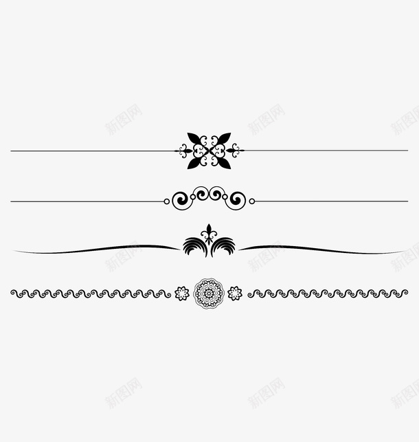 黑色手绘花纹线条png免抠素材_新图网 https://ixintu.com 分割线 分隔线 手绘 花纹箭头 花纹线条 间隔线条 间隔花纹 黑色