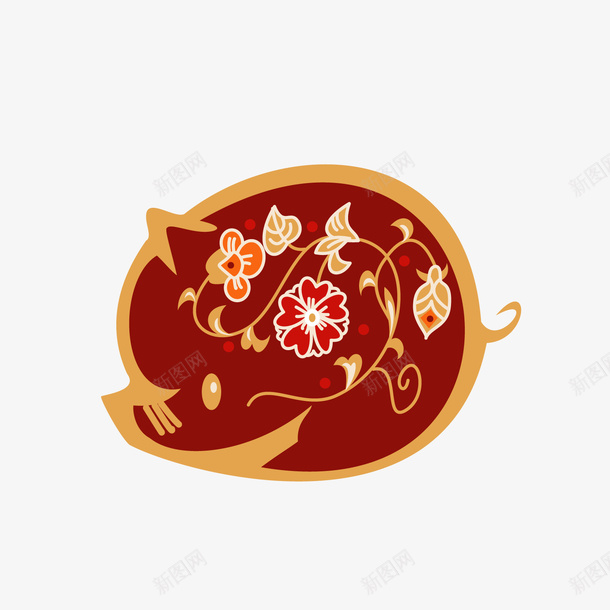 红色猪年装饰png免抠素材_新图网 https://ixintu.com 卡通猪 活动装饰 猪年装饰 红色猪 背景装饰