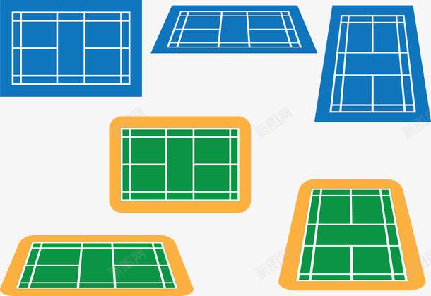 网球场合集png免抠素材_新图网 https://ixintu.com 三视图 场地 绿色 网球场 蓝色