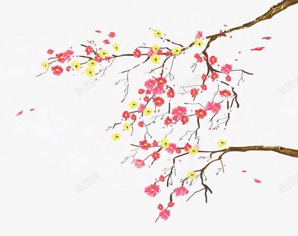 唯美桃花png免抠素材_新图网 https://ixintu.com 插画素材 桃花 矢量素材