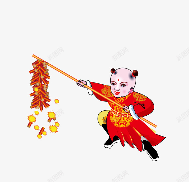 新年打扮可爱小朋友png免抠素材_新图网 https://ixintu.com 可爱小朋友 喜庆 放鞭炮 新年打扮 红色炮仗 红色鞭炮