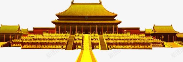 金色简约的中国风建筑png免抠素材_新图网 https://ixintu.com 国风 建筑 简约 金色