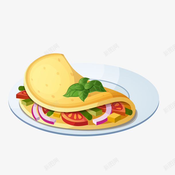 盘子里的卷饼食物矢量图ai免抠素材_新图网 https://ixintu.com 卷饼 天猫吃货节 盘子里的食物 美食 食物 矢量图
