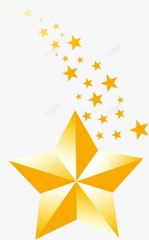 大五角星跟着渐隐小金色五角星png免抠素材_新图网 https://ixintu.com 五角星 渐隐 跟着 金色