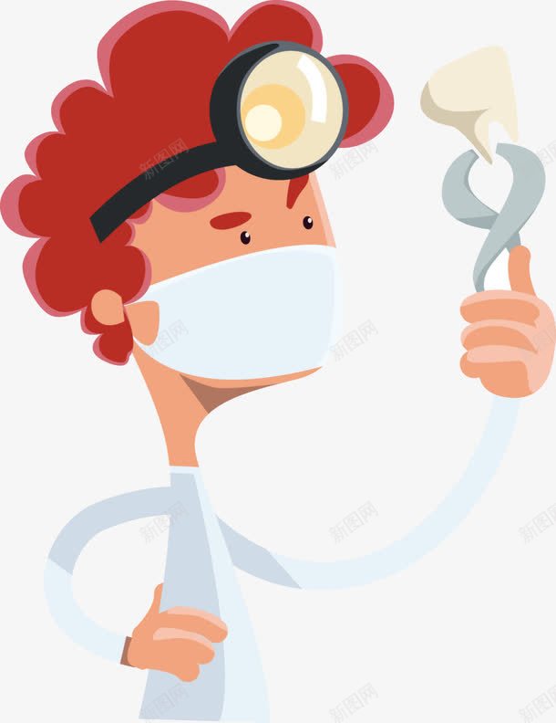 牙科医生png免抠素材_新图网 https://ixintu.com 放大镜 牙齿 男孩 钳子