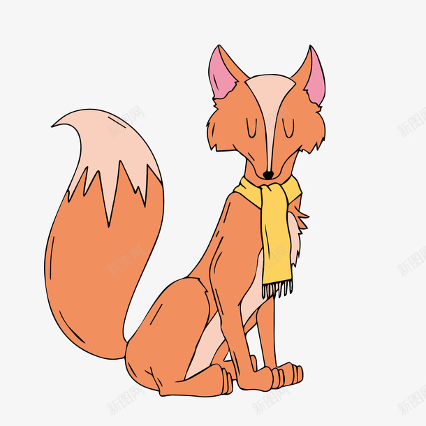 戴着围巾的小狐狸png免抠素材_新图网 https://ixintu.com 卡通动物 卡通狐狸 围巾 小狐狸 背景装饰