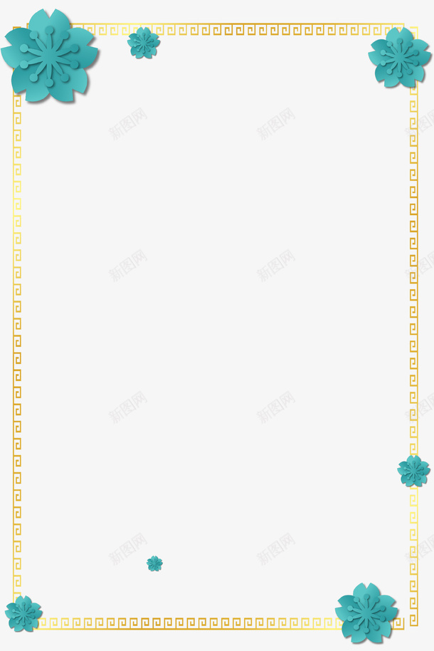 清新创意花朵边框psd免抠素材_新图网 https://ixintu.com 创意设计 框 清新 花朵 蓝色花瓣 装饰 边框