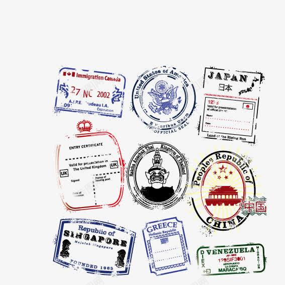 各国通行证png免抠素材_新图网 https://ixintu.com 五角星 埃菲尔 标志